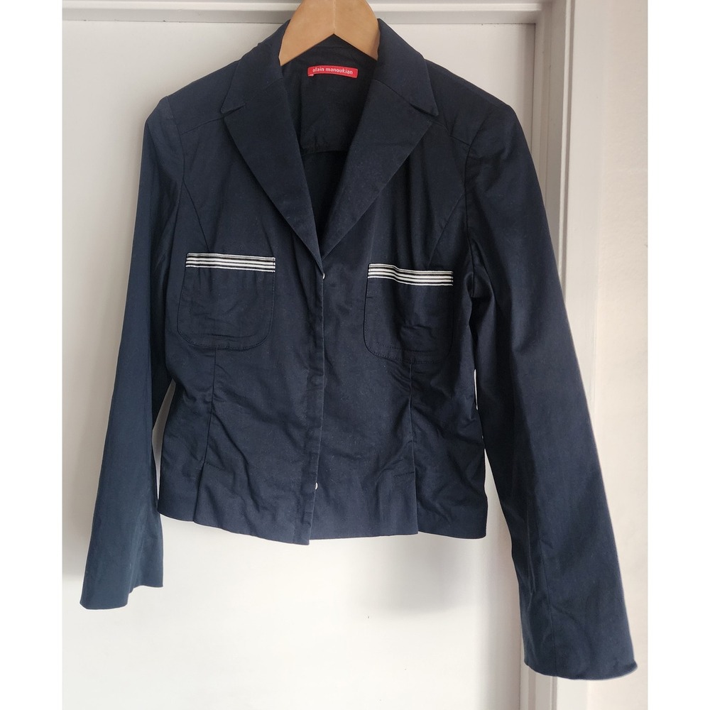 Alain Manoukian Women's Navy Blazer Cotton Blend Made in Spain